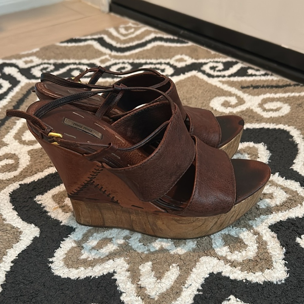 Miu Miu Color Block Pattern Sling Back Sandals. P… - image 2